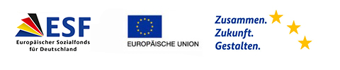 Logo ESF, EU, Zusammen Zukunft gestalten