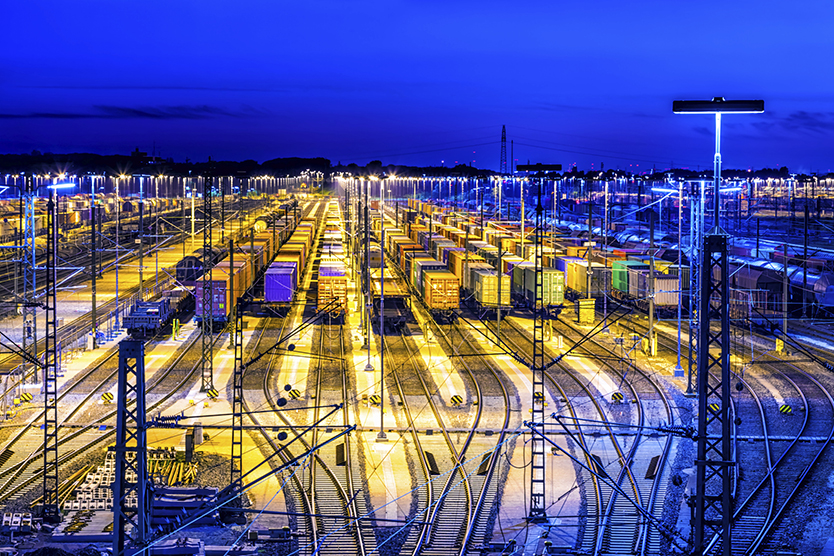 Güterbahnhof zum Thema Handelspolitik