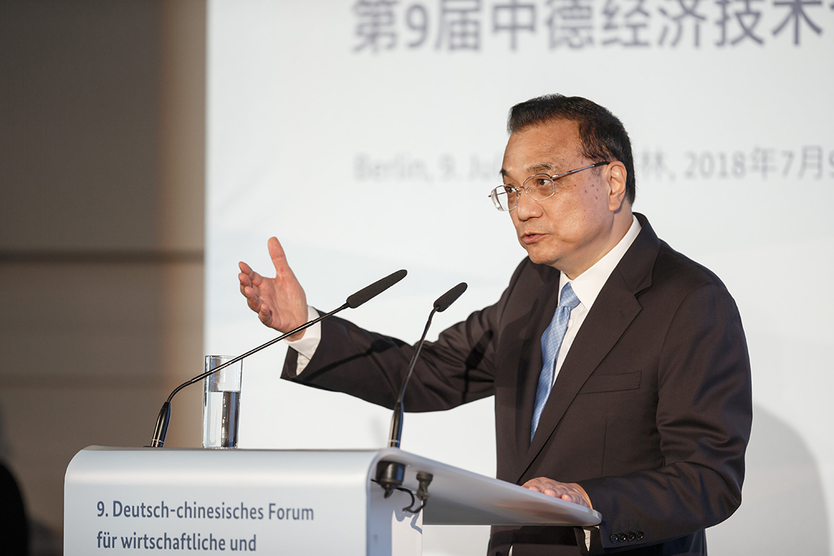 Auch Li Keqiang, Ministerpräsident der Volksrepublik China, warb für eine Vertiefung der wirtschaftlichen Kooperation Deutschlands und Chinas.