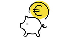 Icon Eurozeichen und Sparschwein