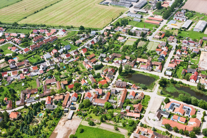 Luftbild eines Dorfes zum Thema Regionalförderung