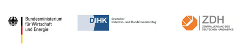 Logos des Bundesministerium für Wirtschaft und Energie, DIHK und ZDH