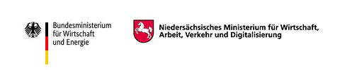 Federal Ekonomik İşler ve Enerji Bakanlığı ve Aşağı Saksonya Ekonomik İşler, Çalışma, Ulaşım ve Dijitalleştirme Bakanlığı Logoları
