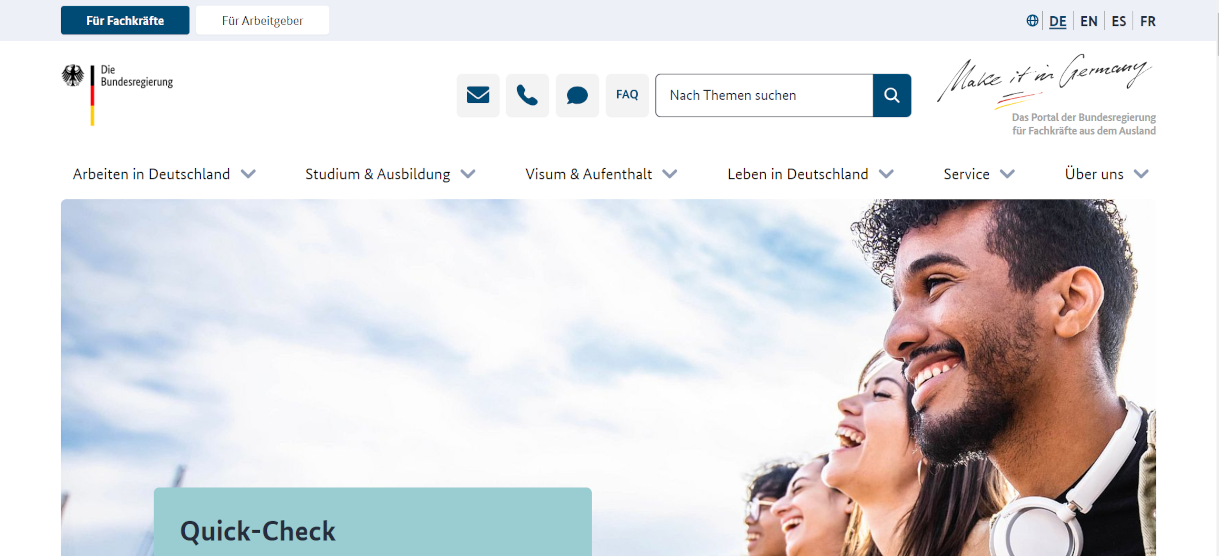 Screenshot der Website Make it in Germany