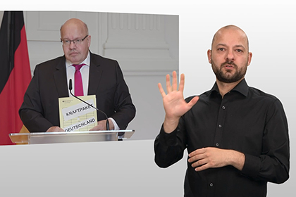 Screenshot aus dem VideoPressestatement: Peter Altmaier zum Konjunkturpaket der Bundesregierung