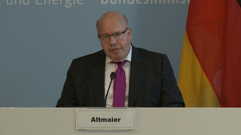 Screenshot aus dem Video Pressestatement von Bundesminister Altmaier zum Thema Lufthansa