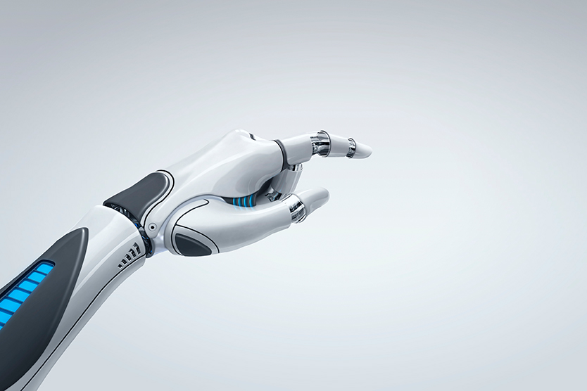Robot hand symbolizes the topic artificial intelligence