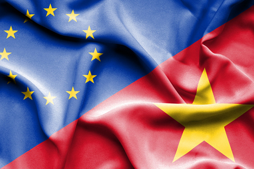 EU and Vietnamese flags 