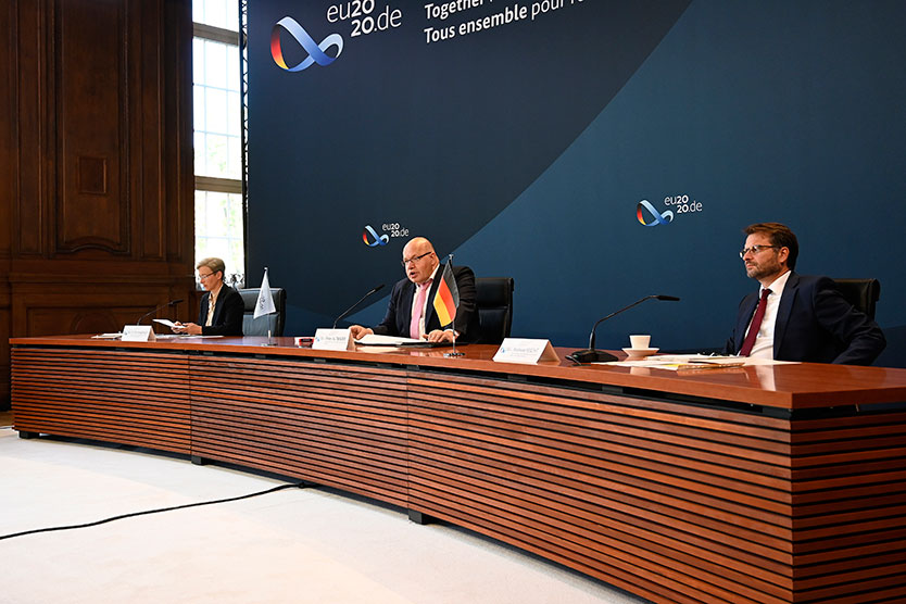 Le ministre fédéral de l'Économie et de l'Énergie Peter Altmaier préside la réunion informelle en vidéoconférence des ministres de l'Énergie de l'Union européenne